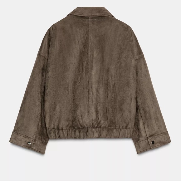 Zara faux suede jacket dark khaki - Picture 7 of 7